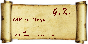 Güns Kinga névjegykártya